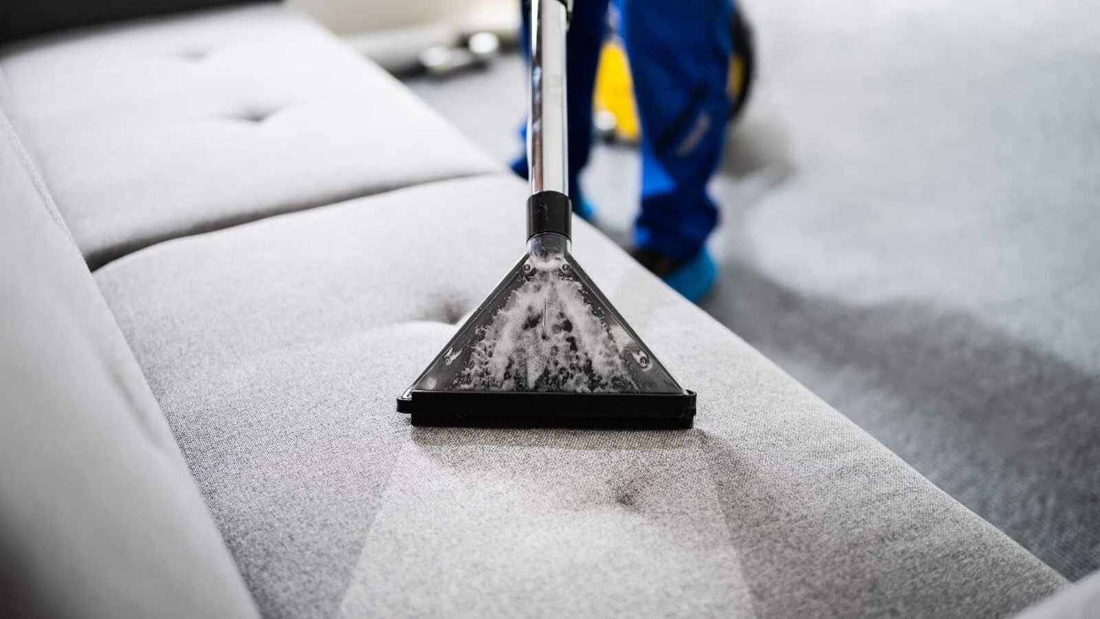 Higienização profissional de sofá com extratora pela Elta Clean
